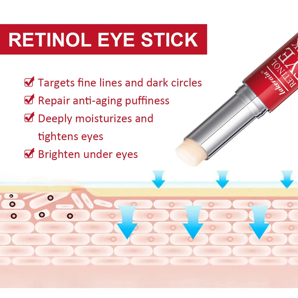 Crema de ojos con Retinol para aclarar las ojeras, reafirmante de la piel, suero de reparación instantánea de ojos en barra para el cuidado de los ojos de las mujeres