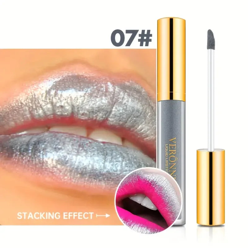 Lápices labiales líquidos con purpurina de 10 colores, brillo de labios brillante, tinte de labios nacarado, resistente al agua, brillo de labios de diamante mate de larga duración