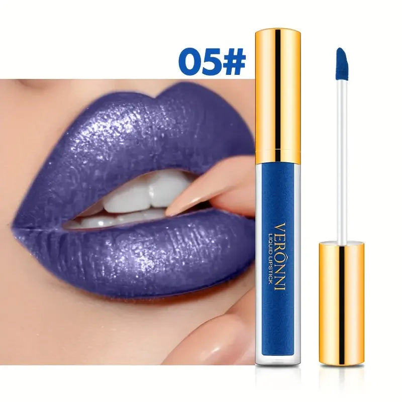 Lápices labiales líquidos con purpurina de 10 colores, brillo de labios brillante, tinte de labios nacarado, resistente al agua, brillo de labios de diamante mate de larga duración