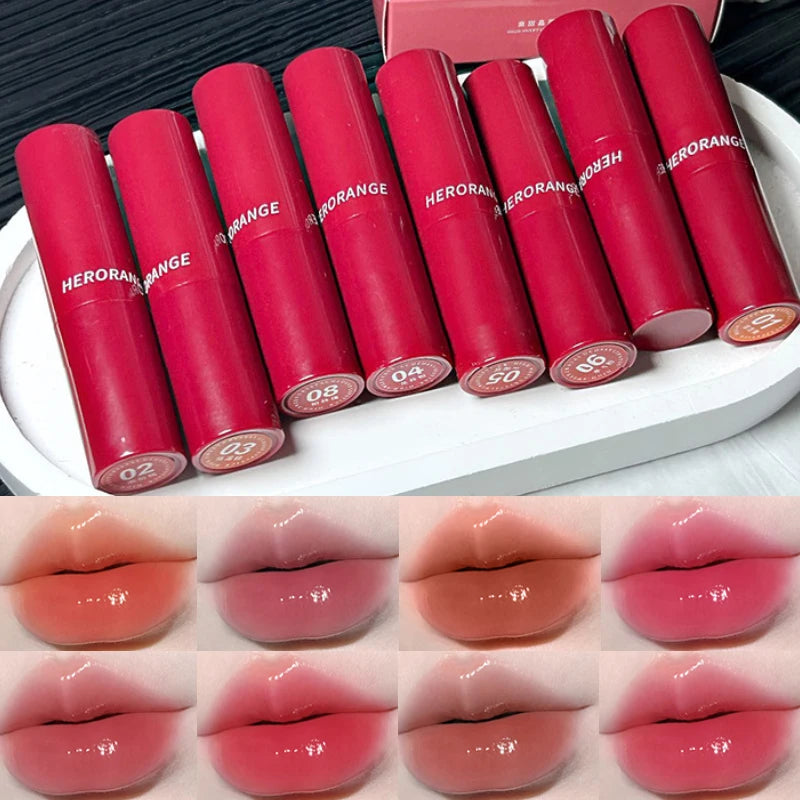 HERORANGE Brillo de labios de alto brillo: larga duración, sin transferencia, acabado de espejo, tinte de labios hidratante aterciopelado para un aspecto natural, veg