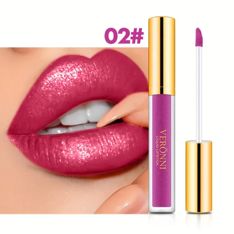 Lápices labiales líquidos con purpurina de 10 colores, brillo de labios brillante, tinte de labios nacarado, resistente al agua, brillo de labios de diamante mate de larga duración