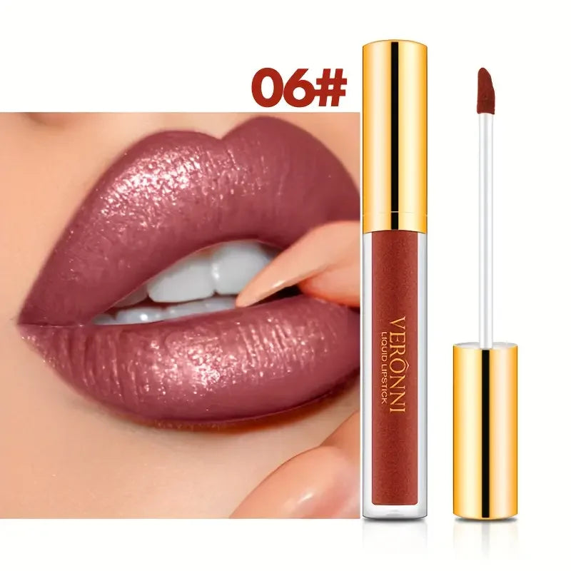 Lápices labiales líquidos con purpurina de 10 colores, brillo de labios brillante, tinte de labios nacarado, resistente al agua, brillo de labios de diamante mate de larga duración